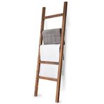 MyGift 4.5-Foot Brown Wood Decorative Blanket Storage Ladder