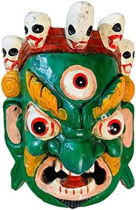 QT S Hand Crafted Bhairab Wooden Mask of Hindu God Bhairab for Decorative Wall Hanging Lord Mahakal Bhairab Wooden Mask Handmade in Nepal