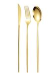 Devine Details Premium 410 Stainless Steel Tableware Spoon, Fork & Knife - 18 Pieces Cutlery Set - Premium Flatware Set - Luxury Portuguese Tableware for Dining Table - Gold