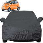 Autofact Car Body Cover with Mirror Pockets Compatible for Tata Nano (Triple Stitched, Bottom Fully Elastic, Checks Design)