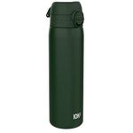 Ion8 Steel Water Bottle, 600 ml/20 oz, Leak Proof, Easy to Open, Secure Lock, Dishwasher Safe, Hygienic Flip Cover, Fits Cup Holders, Carry Handle, Durable, Metal Water Bottle, Dark Green