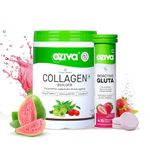 OZiva Vegan Collagen (Guava Glow) with Biotin & Vitamin C For Brighter & Youthful Skin 200g and OZiva Bioactive Gluta Fizzy (15 Tablets) | L-Glutathione, Hyaluronic Acid, Lycopene | Strawberry