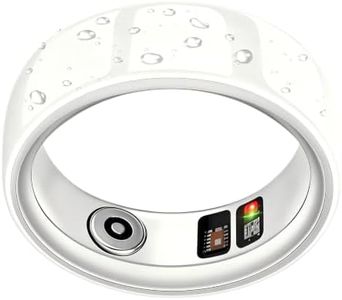 Ceramic Smart Ring for Women Men, Health Tracker Ring, No App Fee, White,9