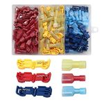 YIXISI 120 PCS T-Tap Electrical Wire Connectors (60 Pairs), Assortment Kit of Quick Splice Self-Stripping Wire Terminals with Nylon Fully Insulated Male Spade Quick Disconnect