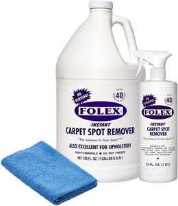 Plexon Microfiber Cleaning Cloth with Instant Carpet Spot Remover Spray 32 Fl Oz and 128 Fl oz (1 Gallon) refill for Folex Carpet Spot Remover