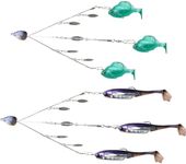 Ultimate Alabama Rig Fishing Kit, 3 arms Umbrella Rigs for Striped Bass Fishing, Trolling Bladed a rig (3-amr Kit 2 Set with Pruple and Blue softbait)