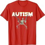 ZALHIN Autism Skeleton Meme T-Shirt (Red,S)