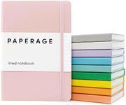 PAPERAGE Lined Journal Notebooks, 10 Pack, (Pastel Rainbow), 160 Pages, Medium 5.7 inches x 8 inches - 100 GSM Thick Paper, Hardcover