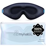 MyHalos 3D Sleep Mask - Sleeping Eye Masks for Sleep - 100% Blackout Sleeping Mask for Women, Men & Side Sleepers - Zero Pressure - Award Winning Design, Eyelash Friendly & Breathable, Navy Blue
