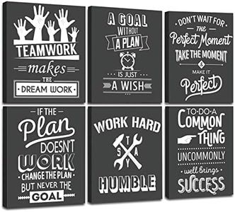 FRAMED Teamwork Wall Art for Office, Black and White Office Wall Decor In This Office Positive Wall Art for Office, Ready to Hang (Set of 6, 8x10 Inch, Framed)