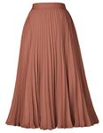 Kate Kasin Women's 2024 Summer Casual Basic Flared Swing Skirt Midi A-line Skirt Brown M KK659-5