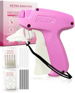 5-in-1 Pack Stitch Gun for Clothes, Handheld Stitch Gun Quick Clothing Fixer – Mini Sewing & Tagging Gun with 5 Needles, 3000 Fasteners Black & White, 144 White Buttons & Solid Case Included