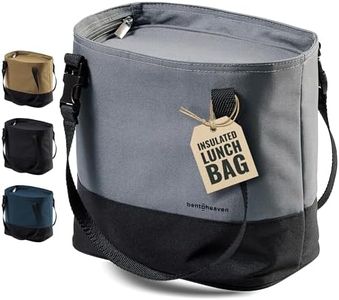 Bentoheaven Insulated Lunch Tote for Work - Durable Materials, Variable Strap/Handle, Wide Opening - Cooler Lunch Bag for Women & Men - Fits All Major Bento Lunch Boxes and Other Containers (Grey)
