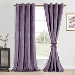 DWCN Velvet Curtains 96 Inches - Elegant Super Soft Tieable Window Curtains Panels Blackout Grommet Design Thick Fabric Window Dressing for Theater/Den/Dorm/Dining, Lavender, W52 x L96, 2 Panels