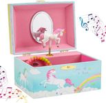 Jewelkeeper Girls Musical Jewelry Storage Box with Spinning Unicorn | Rainbow Design, The Beautiful Dreamer Tune - Enchanting Unicorn Musical Box | Ideal Gift for 5 Year Old Girls | 6 x 4 x 3.5 inches