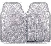 MP Essentials Universal 4pcs Heavy Duty Durable Rubber Car Floor Mats - Full Set (Silver)