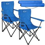 ACTIVE FOREVER Folding Camping Chairs Set of 2, Outdoor Portable Garden Folding Camp Chair with Cup Holder, Comfortable Beach Chair for Camping, Fishing, Parties, Barbecue - Blue