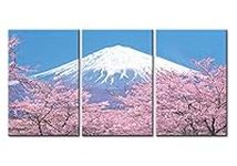 Canvas Print Wall Art Picture Peak Of Mount Fuji Cherry Blossom Sakura View Lake Kawaguchiko Japan In Spring 3 Pieces Paintings Modern Giclee Framed Artwork Japanese Landscape Pictures Photo Prints