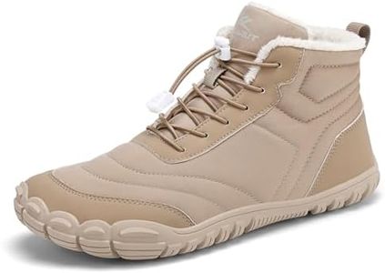 FLARUT Mens Womens Barefoot Snow Boots Winter Warm Shoes Fur Lined Wide Toe Box Zero Drop Ankle Sneakers(Khaki,38)