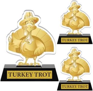 Misdary 3 Pcs Funny Thanksgiving Trophy Recognition Acrylic Funny Animal Awards with Engraving Appreciation 5.3" Office Race Trophy for Fall Holiday Parties Coworker Boss Winner Gift (Turkey)