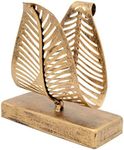 OwlGift Freestanding Modern Napkin Holder with Leaf Design, Tabletop Tissue Dispenser, Napkin Storage Organizer – Bronze