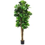 Goplus Fake Fiddle Leaf Fig Tree Artificial Greenery Plants in Pots Decorative Trees for Home & Office (6Ft Fiddle Leaf Fig Tree)