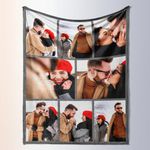 Rainsar Personalised Blanket with Photos, Custom Blanket Throw Multiple Colors Sizes for Couples, Customisable Picture Gifts for Mum, Dad, Family, Ideal for Birthdays, Christmas, Anniversary