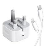 iPhone Fast Charger - 2024 Latest Version【Apple MFi Certified: 20W USB-C Power Adapter + 2M USB-C to Lightning Cable】Type C Wall Fast Charger, for iPhone 14/13/12/11/XS Max/XR/X/8, iPad, AirPods