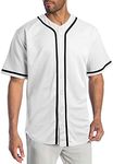 Hat and Beyond Mens Baseball Jersey Stripe Button Down Shirts Team Sports Uniforms (Medium,1DL01_White)