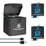 Homesuit Hero 12/11/10/9 Batteries 1800mAh and USB Charger for Gopro Hero 12 Black, Gopro Hero 11 Black, Gopro Hero 10 Black, Hero 9 Black, Fully Compatible with Gopro Hero 12/11/10/9 Battery (2-Pack)