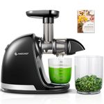 AMZCHEF Slow Juicer Machine - Masticating Juicer with Reversing Function to Prevent Jamming - Cold Press Juicer with Brush and 2 Cups - Silent Juice Extractor - Black