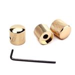 Alnicov 3Pcs Guitar Knobs Metal Dome Knurled Barrel For Electric Guitar Parts (Gold)