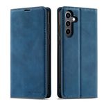 QLTYPRI Case for Samsung Galaxy S24 Plus 5G, Premium PU Leather Cover TPU Bumper with Card Holder Kickstand Hidden Magnetic Adsorption Flip Wallet Case Cover for Samsung Galaxy S24 Plus - Blue