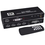 Tobo 2x2 HDMI Video Wall Controller, 1080P@60Hz HDMI DVI TV Wall Processor with Audio Out, 4K HDMI Video Image Processor with RS232, Support 180° Rotate, 2x2 1x2 1x3 1x4 2X1 3x1 4x1 Mode-TD-907H-01