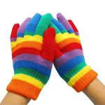 WILSONS DIRECT - Kids Winter Warm Rainbow Beanie Hat/Magic Gloves - Soft Warm Cosy Cap Gloves Git Set for Toddler Boys Girls Age 3 to 6 Years (Rainbow Gloves Only)