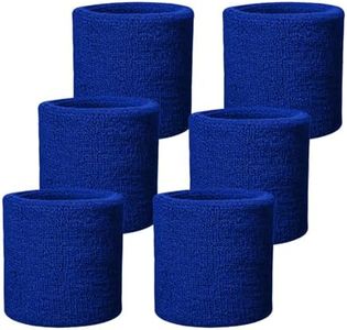 Fecawd 6 Pack Wristbands Sweatbands for Men & Women, Breathable Tennis Wrist Bands Absorbent Sweat Band Multiuse Wristband for Basketball, Running, Gym, Working Out(Blue)