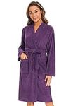 Rosyline Women Kimono Robes Lightweight Bathrobe Knee Length Bath Gown Soft Ladies Robe Purple M