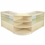 MonsterShop Orion Retail Display Shop Counters Set & Glass Showcase Cabinet Units, Maple