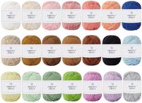 Pretty Jolly 21 Skeins Assorted Colors Yarns 1470 Yards of Mini Balls Soft Baby Yarn 100% Cotton Yarn for Crochet 4 Ply Yarn for DIY Craft Fingering Weight Yarn 21×64m/21×20g (Multicolored)