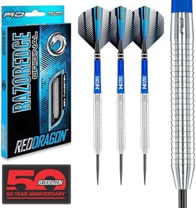 RED DRAGON Razor Edge Original Tungsten Steeltip Darts Set - 23g with Flights and Stems