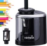 Tihoo tenwin Pencil Sharpener, Electric Pencil Sharpener with Durable Blade to Fast Sharpen, Battery Operated Automatic Sharpener for No.2/Colored Pencils(6-8mm), School/Classroom/Office/Home