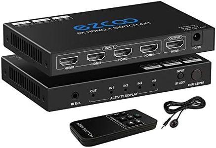 8K HDMI 2.1 Switch 4K 120Hz 4x1 48Gbps VRR CEC ARC HDCP2.3 HDR10 8K 60Hz 4 Port HDMI 2.1 Switcher 4 In 1 Out HDMI Selector D-olby vision Atmos IR Remote for QLED TV,PS5,Xbox,Fire Stick,SkY Q