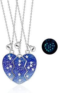 Hifot 3 Pièces Chaine Argent Collier Femme, Collier Best Friends pour 3 Filles, Lueur étoile Collier bff Coeur Separable Pendentif pour Soeur Friend Cadeau Anniversaire