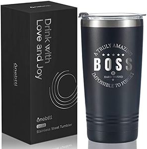 Onebttl Boss Gifts for Men, 20oz Engraved Stainless Steel Insulated Travel Mug, Perfect Boss Idea for Men/Male in Boss Day, Birthday, Christmas, Appreciation, Office