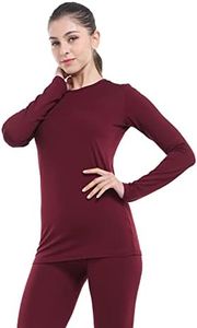 Subuteay Thermal Tops Fleece Lining Long Sleeve Thermal Shirt Womens Burgundy Medium