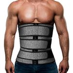 Hidyliu Mens Workout Waist Trainer Neoprene Corset Sauna Sweat Trimmer Cincher Slimming Belly with 3 Belts for Weight Loss (Grey Waist Trainer Belt, 3XL)