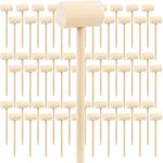 DEAYOU 60 PCS Mini Wooden Hammers Mallets, Crab Mallet Wood Hammer for Chocolate, Breakable Hearts, Small Multi-Purpose Hardwood Cracking Tool Beating Gavel for Lobster, Seafood, Shellfish, Crafts