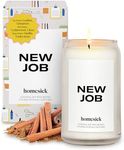 Homesick New Job Scented Candle - 13.75 oz Leather & Cinnamon Scented Natural Soy Wax Blend, Coworker Leaving Gifts for Friends, Goodbye, Going Away, New Beginnings & Congrats on New Job Candle Gift