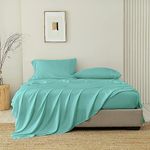 SGI bedding Double Size 100% Cotton Bed Sheet 3 Piece Set 1 Bed Sheet 2 Pillow Cover Ultra Premium Super Soft 1000 Thread Count Egyptian Cotton Sheets, Aqua Green