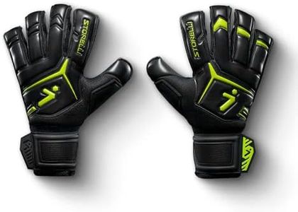 Storelli Gladiator Elite 3.0 Goalkeeper Gloves | High-Performance Soccer Goalie Gloves with Finger Spines | Premium Finger and Hand Protection | Black & Yellow | Size 6 (G3SELT6)